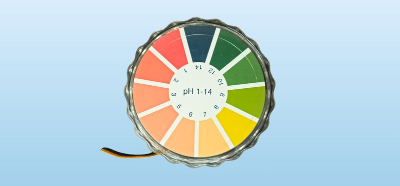An image of a multi-colored wheel showing the full range of the pH scale, from most acidic to most alkaline.