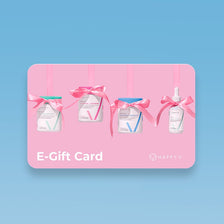 Pink Happy V e-gift card featuring supplement bottles and decorative bows for feminine wellness.