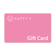 Pink Happy V gift card featuring the brand logo, ideal for women's wellness gifts.