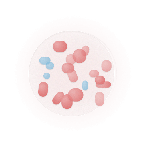 Microscopic view of bacteria and cells in a circular illustration representing women's health.